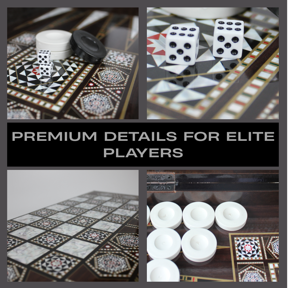PARK & OZ Premium Turkish Backgammon and Checkers Set 19 Inch Handmade (PEARL)