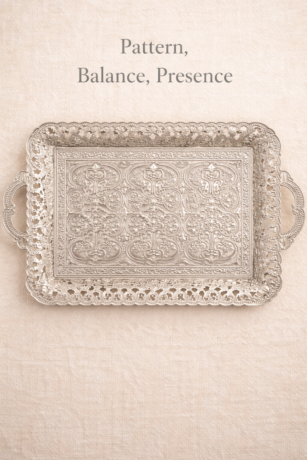Turkish Vintage Style Entertaining Tray - |15.4” x 10.2”Multi-Purpose, Non-Tarnishing, Zamak Alloy, Decorative Ottoman Style - Rectangular Serving Tray for Coffee & Beverages (GOLD)