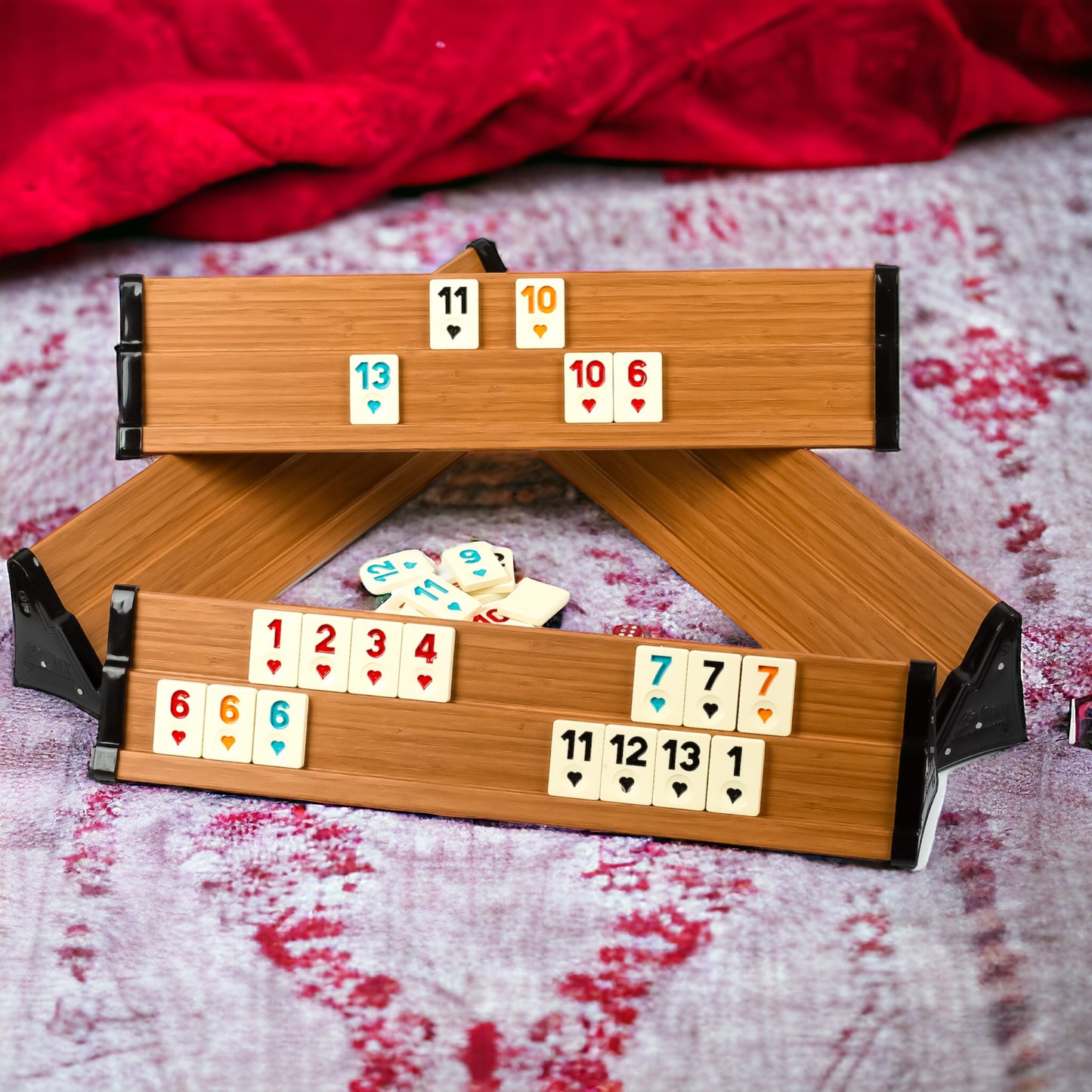 Rummy Game for Adults Wooden Tile Game Set with Tiles, Container, Dice and Racks for Nights & Party Games, Outdoor, Indoor Team Game for 2-4 Players