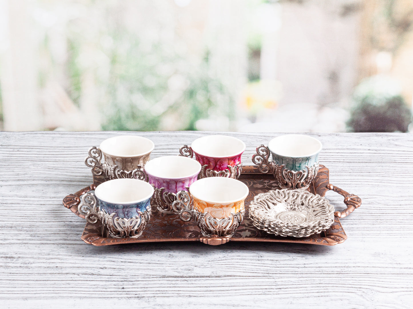 Turkish Greek Arabic Marbled Coffee Espresso Cup Saucer