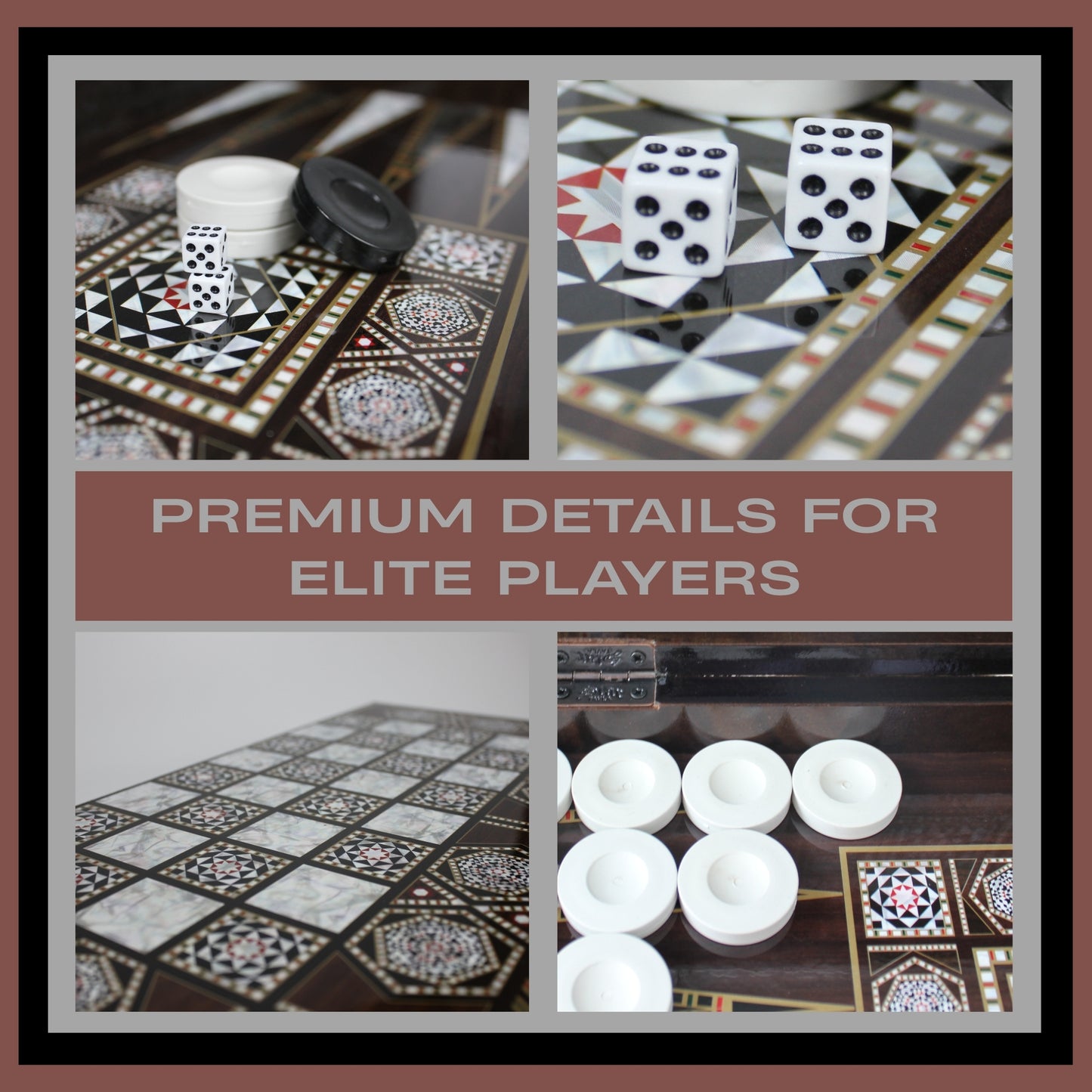 Turkish Backgammon Board Game Set Pearl Style