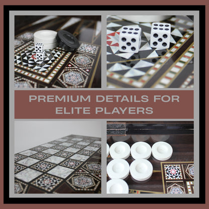 Turkish Backgammon Board Game Set Pearl Style