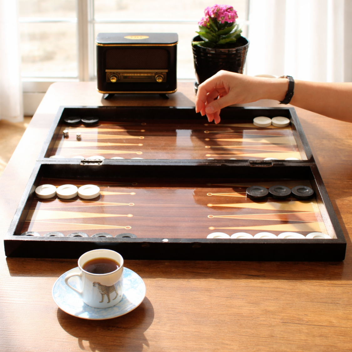 PARK & OZ Premium Turkish Backgammon and Checkers Set 19 Inch Handmade  (WALNUT)
