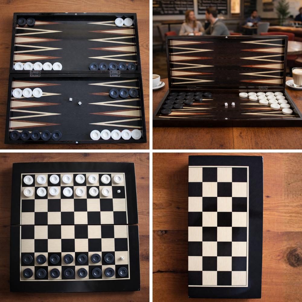 PARK & OZ Premium Turkish Backgammon and Checkers Set 19 Inch Handmade  (DARK WENGE))