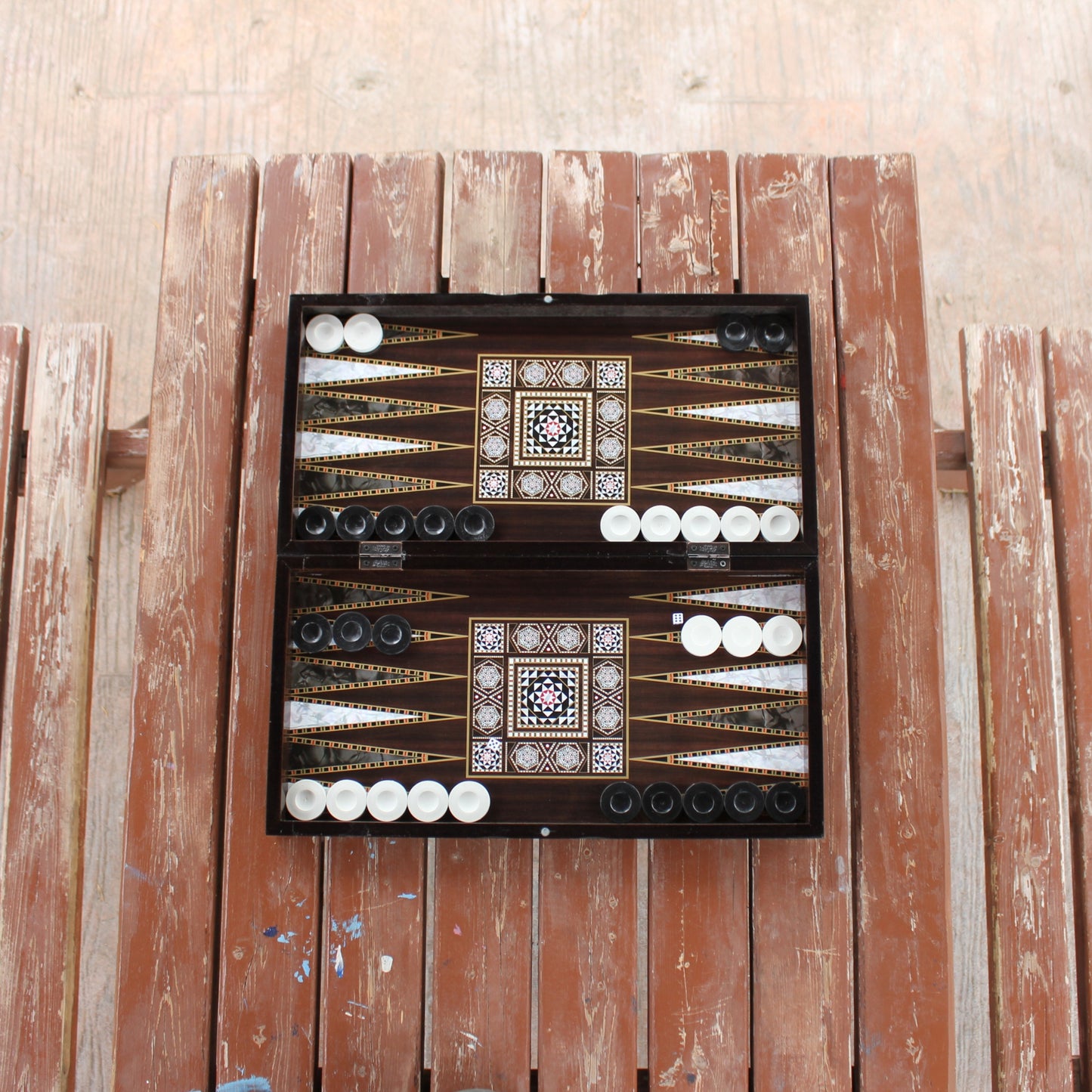 Turkish Backgammon Board Game Set Pearl Style