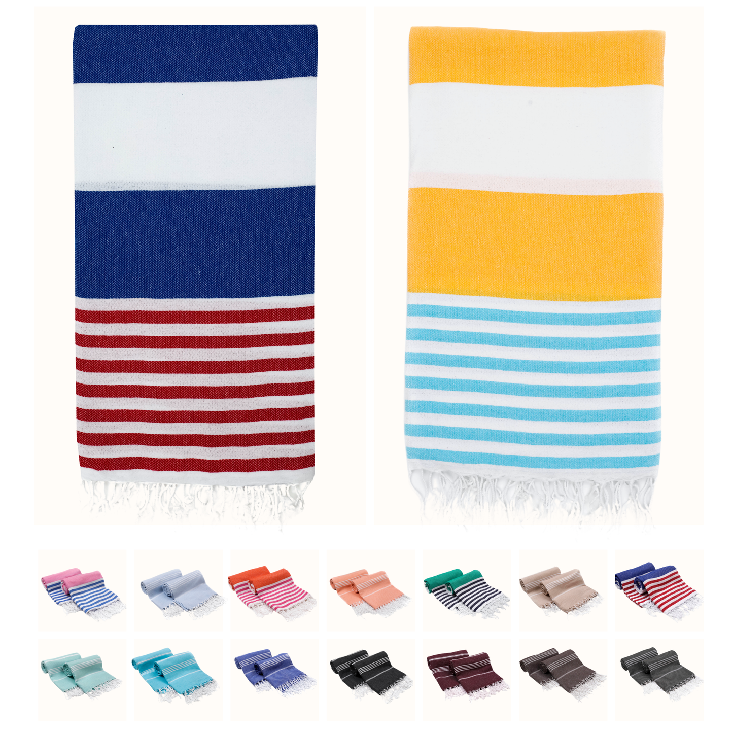 PARK & OZ Pack of 2 - Turkish Beach Towels  – Oversized 100% Cotton Quick-Dry & Sand-Free Towels 72"x40"