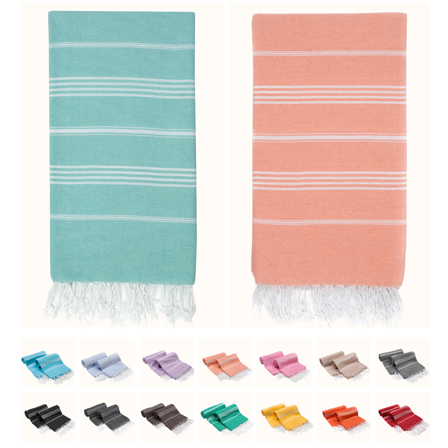 PARK & OZ Pack of 2 - Turkish Beach Towels  – Oversized 100% Cotton Quick-Dry & Sand-Free Towels 72"x40"