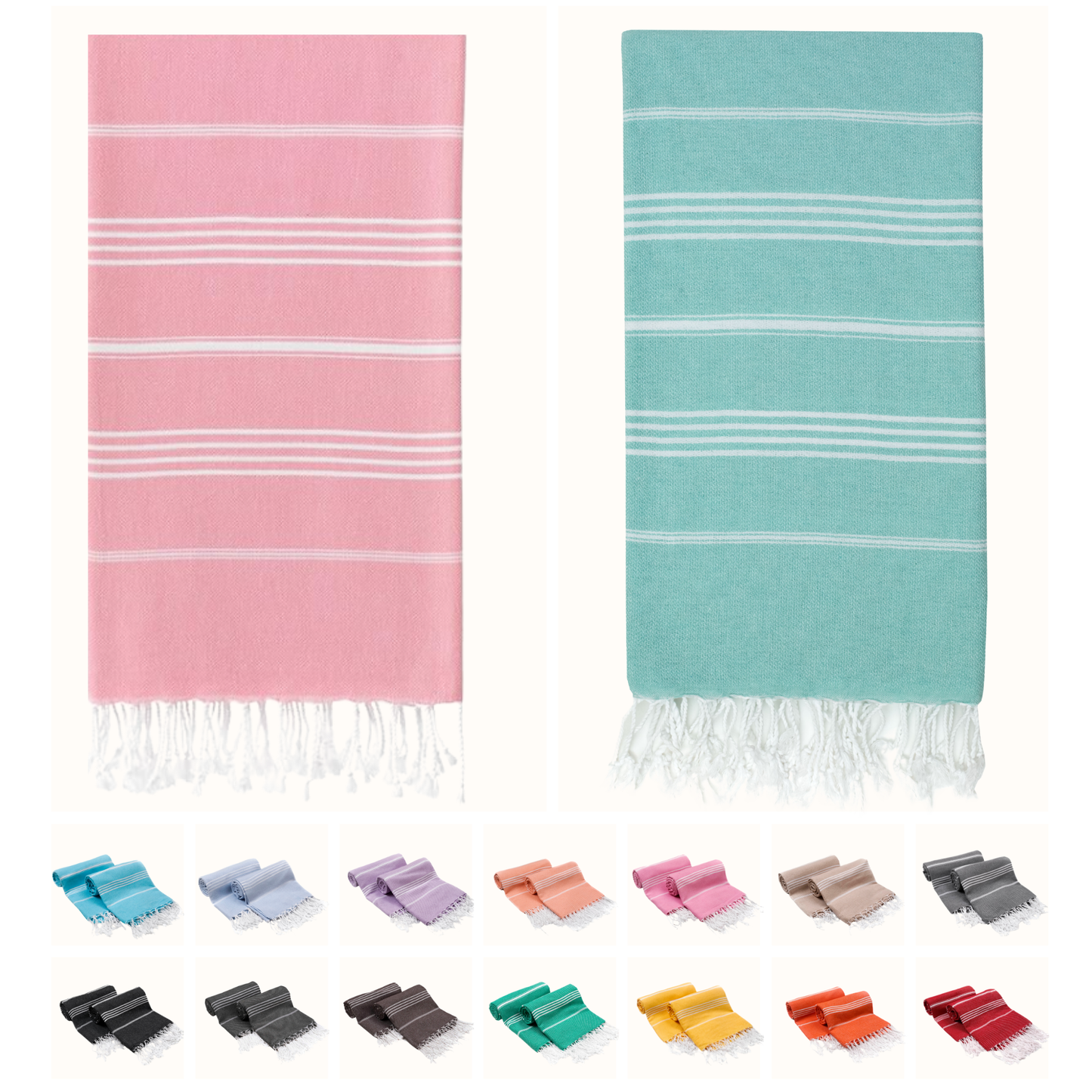 PARK & OZ Pack of 2 - Turkish Beach Towels  – Oversized 100% Cotton Quick-Dry & Sand-Free Towels 72"x40"