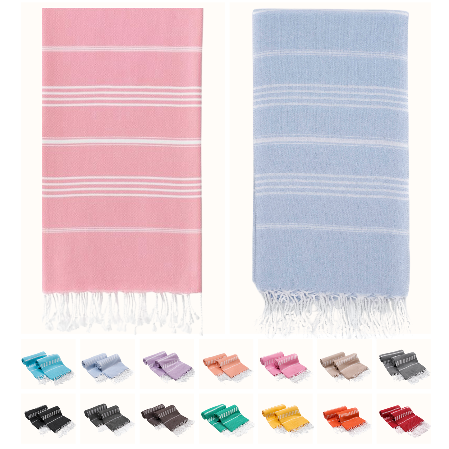 PARK & OZ Pack of 2 - Turkish Beach Towels  – Oversized 100% Cotton Quick-Dry & Sand-Free Towels 72"x40"