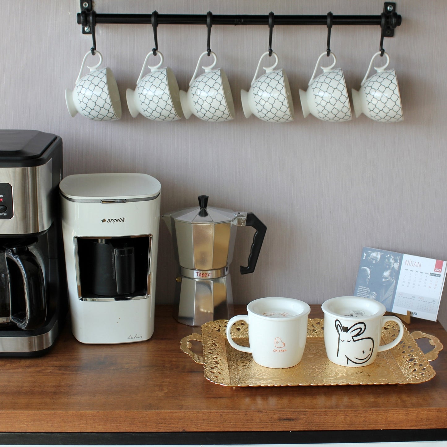 Turkish Vintage Style Entertaining Tray - 16'' x 12'' | Multi-Purpose, Non-Tarnishing, Zamak Alloy, Decorative Ottoman Style - Rectangular Serving Tray for Coffee & Beverages Gold