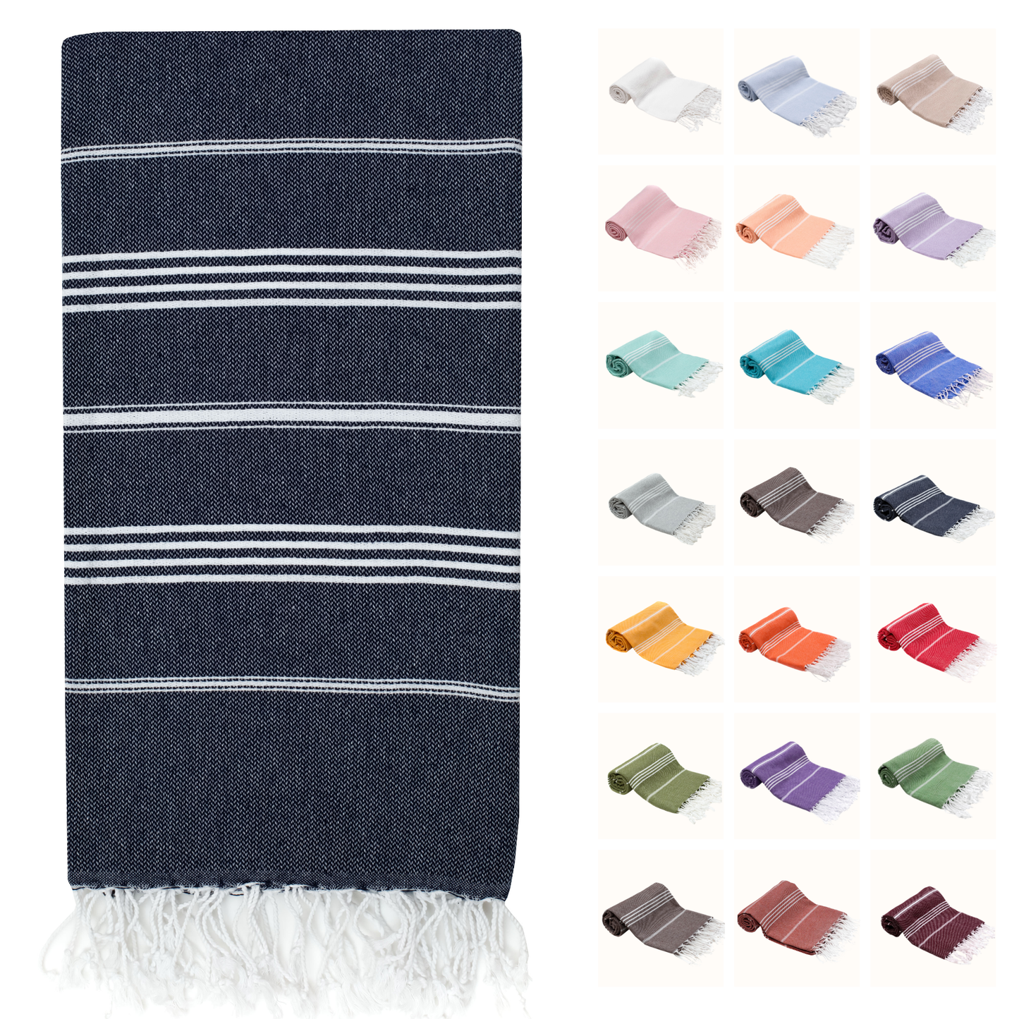 PARK & OZ Turkish Beach Towel – Oversized 100% Cotton Quick-Dry & Sand-Free Blanket 72"x40"