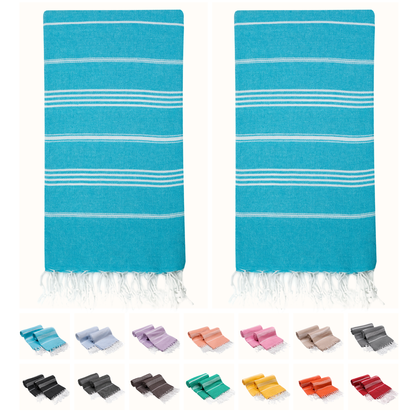 PARK & OZ Pack of 2 - Turkish Beach Towels  – Oversized 100% Cotton Quick-Dry & Sand-Free Towels 72"x40"