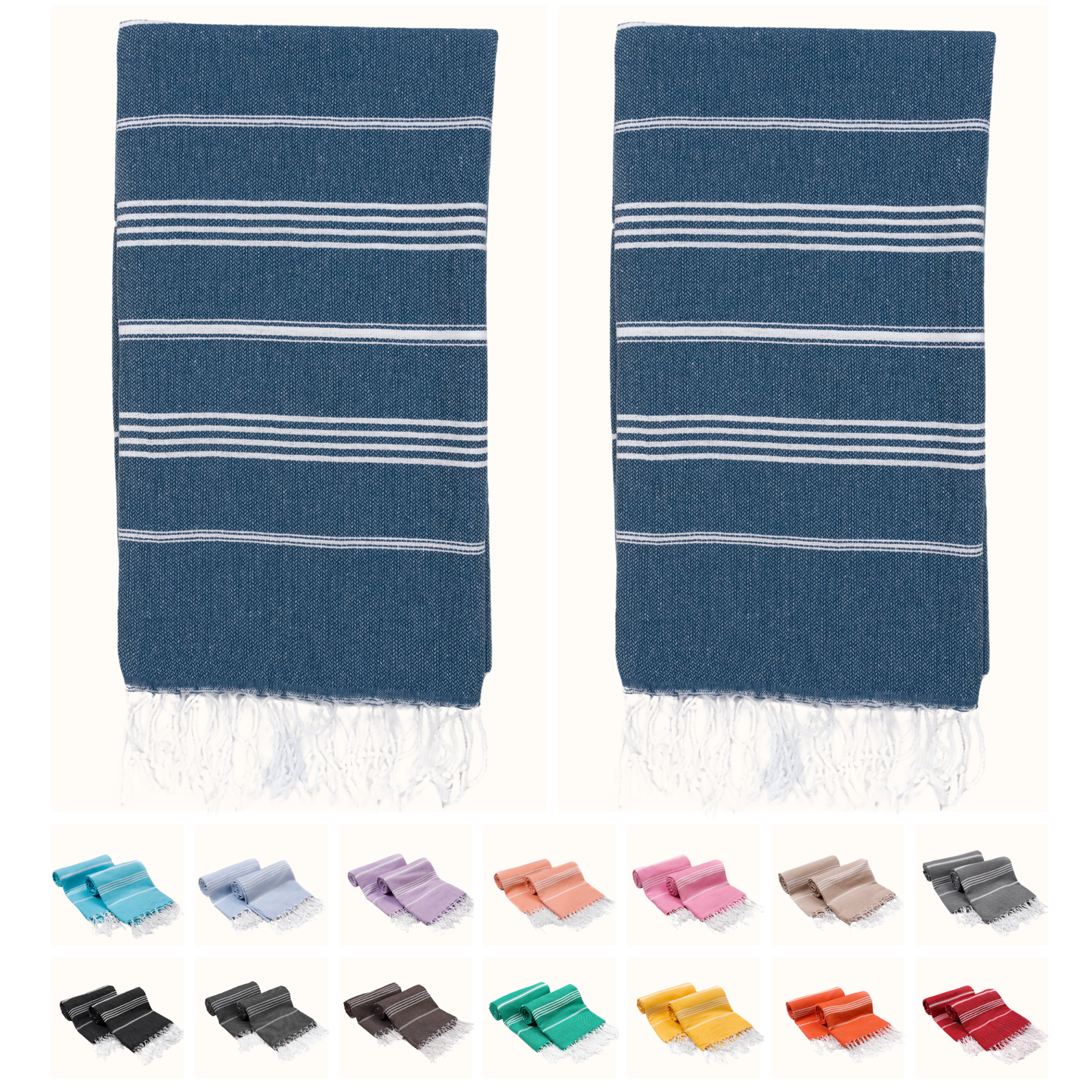 PARK & OZ Pack of 2 - Turkish Beach Towels  – Oversized 100% Cotton Quick-Dry & Sand-Free Towels 72"x40"