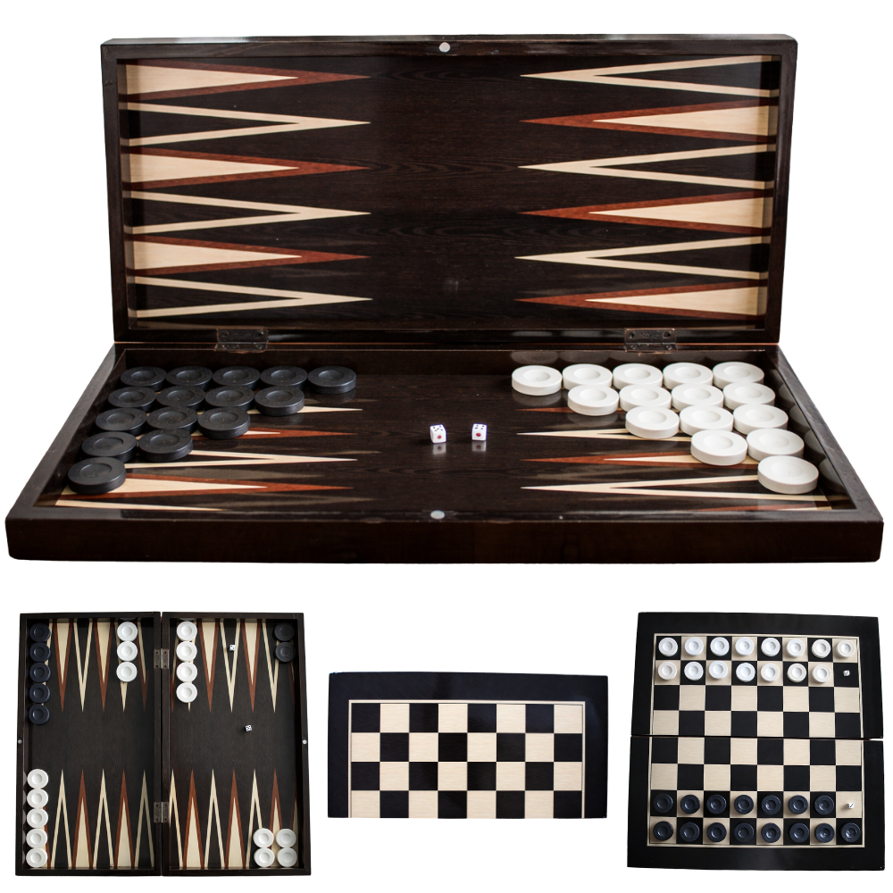 PARK & OZ Premium Turkish Backgammon and Checkers Set 19 Inch Handmade  (DARK WENGE))