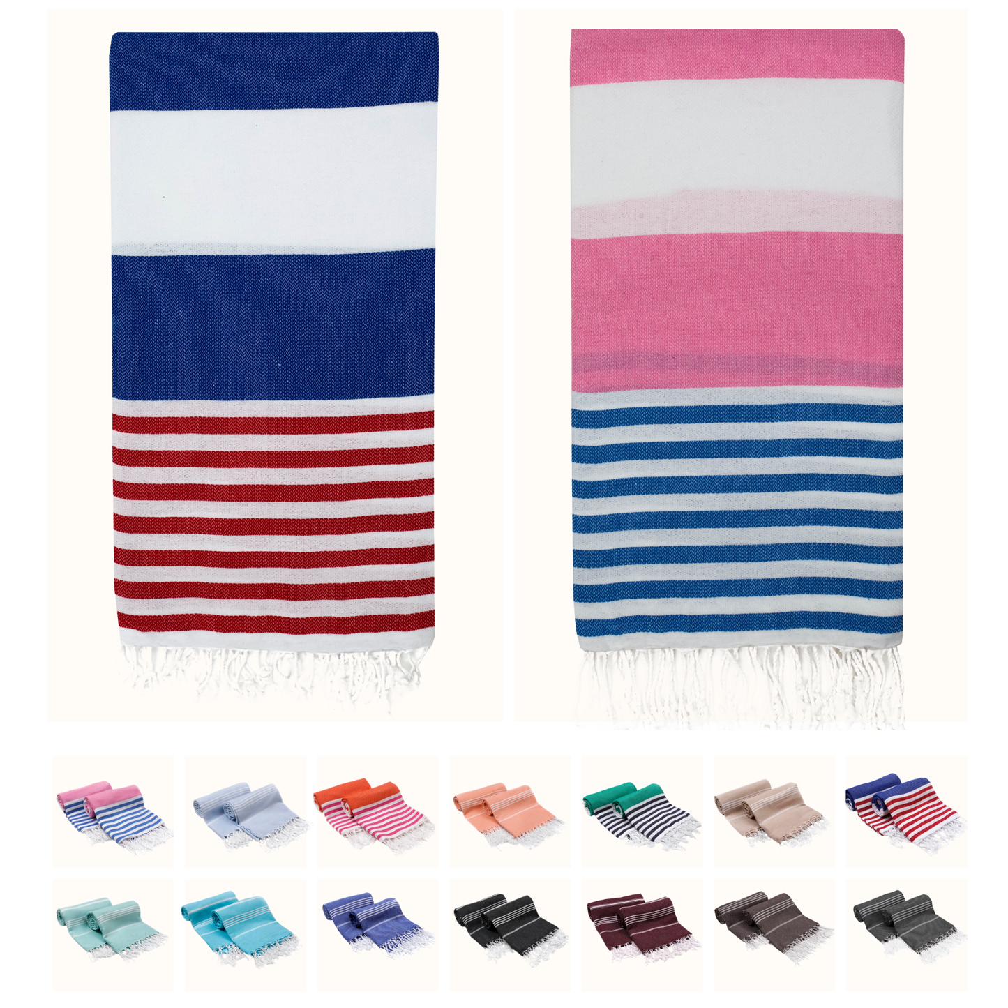 PARK & OZ Pack of 2 - Turkish Beach Towels  – Oversized 100% Cotton Quick-Dry & Sand-Free Towels 72"x40"