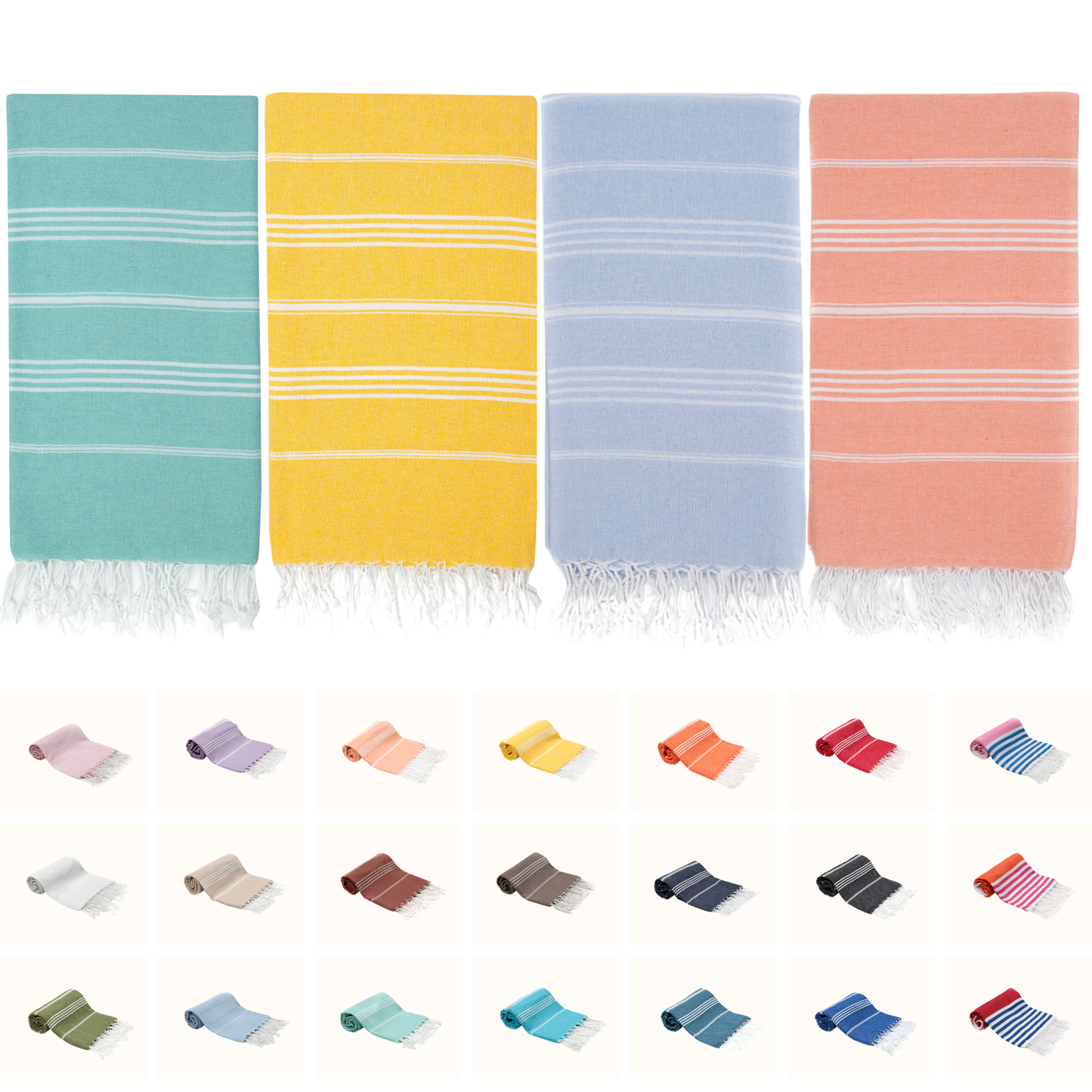 PARK & OZ Pack of 4 - Turkish Beach Towels – Oversized 100% Cotton Quick-Dry & Sand-Free Blanket 72" x 40"