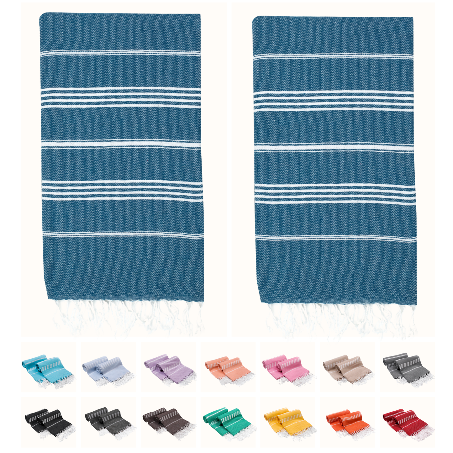 PARK & OZ Pack of 2 - Turkish Beach Towels  – Oversized 100% Cotton Quick-Dry & Sand-Free Towels 72"x40"