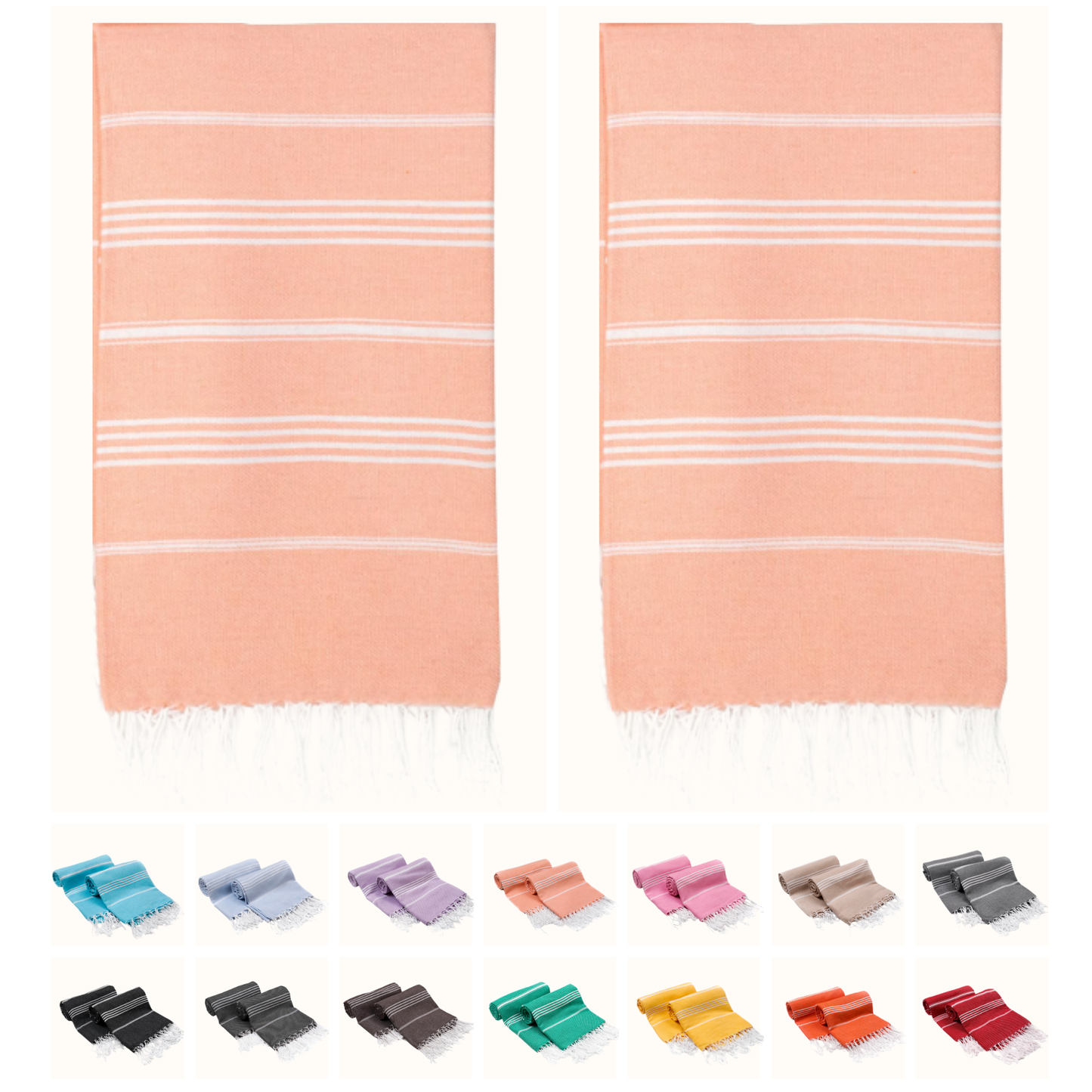 PARK & OZ Pack of 2 - Turkish Beach Towels  – Oversized 100% Cotton Quick-Dry & Sand-Free Towels 72"x40"