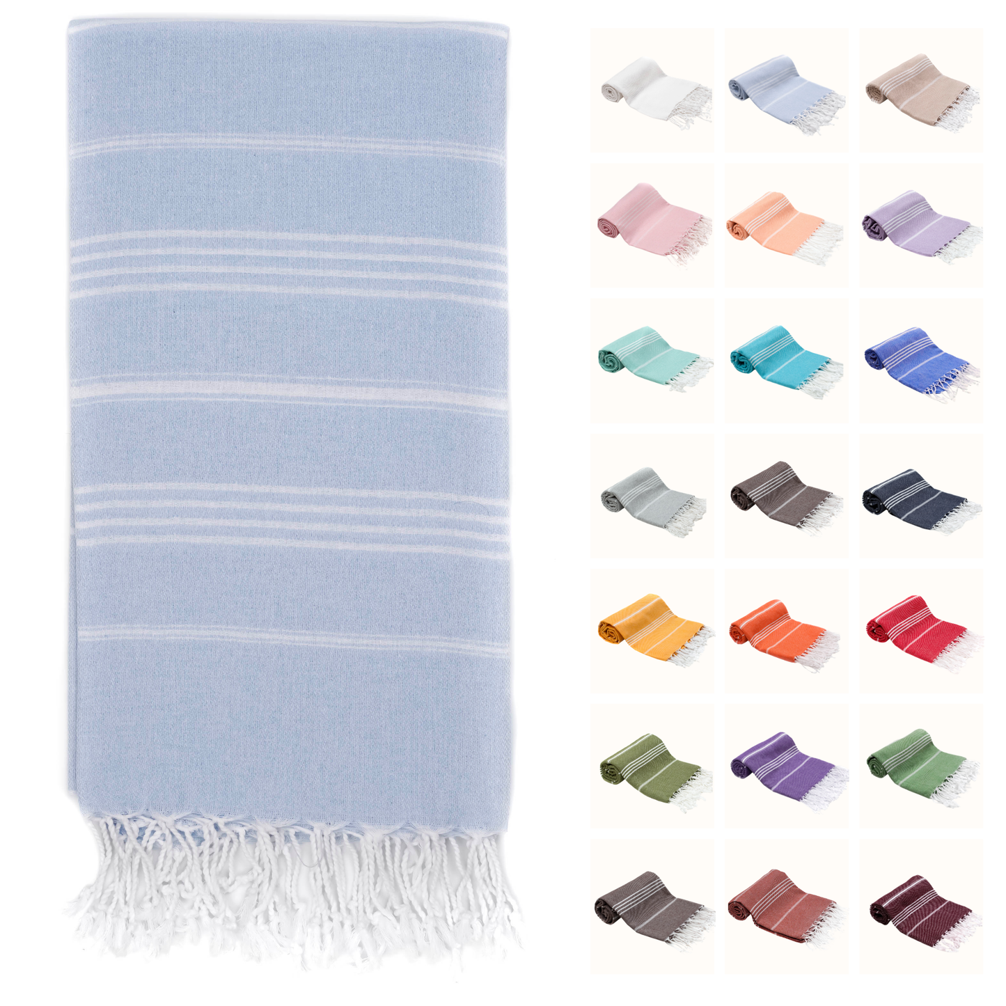 PARK & OZ Turkish Beach Towel – Oversized 100% Cotton Quick-Dry & Sand-Free Blanket 72"x40"