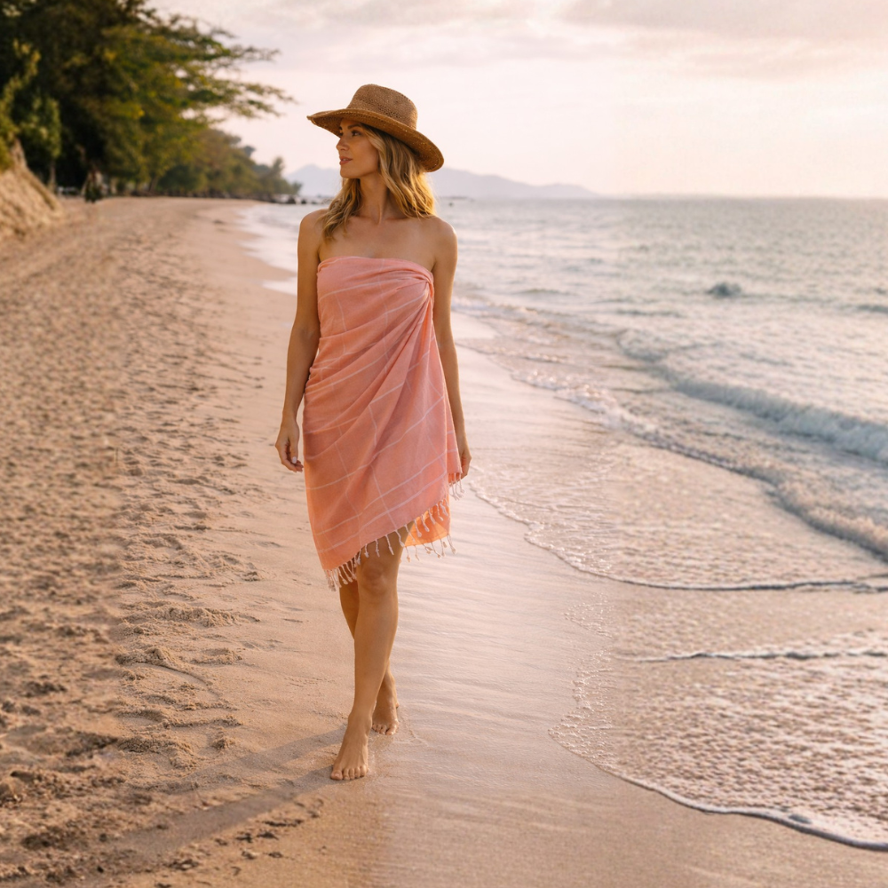 PARK & OZ Turkish Beach Towel – Oversized 100% Cotton Quick-Dry & Sand-Free Blanket 72"x40"