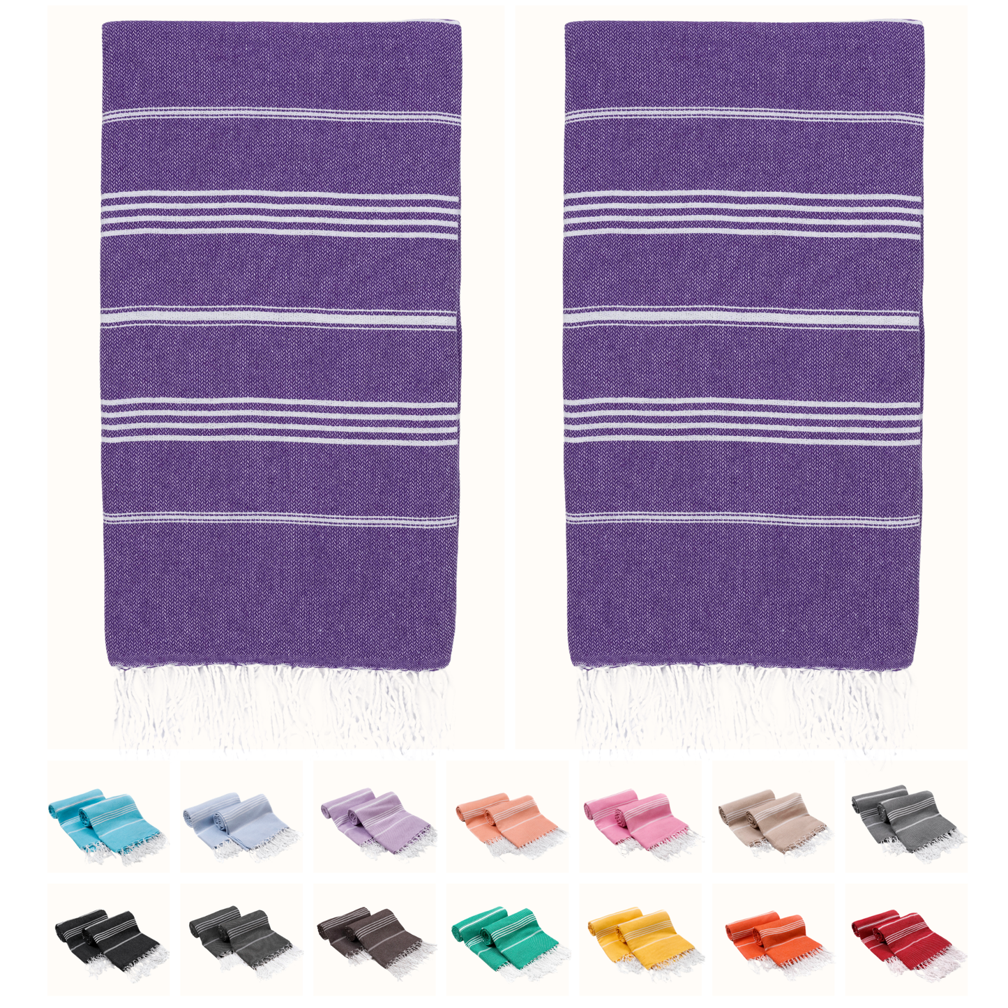 PARK & OZ Pack of 2 - Turkish Beach Towels  – Oversized 100% Cotton Quick-Dry & Sand-Free Towels 72"x40"