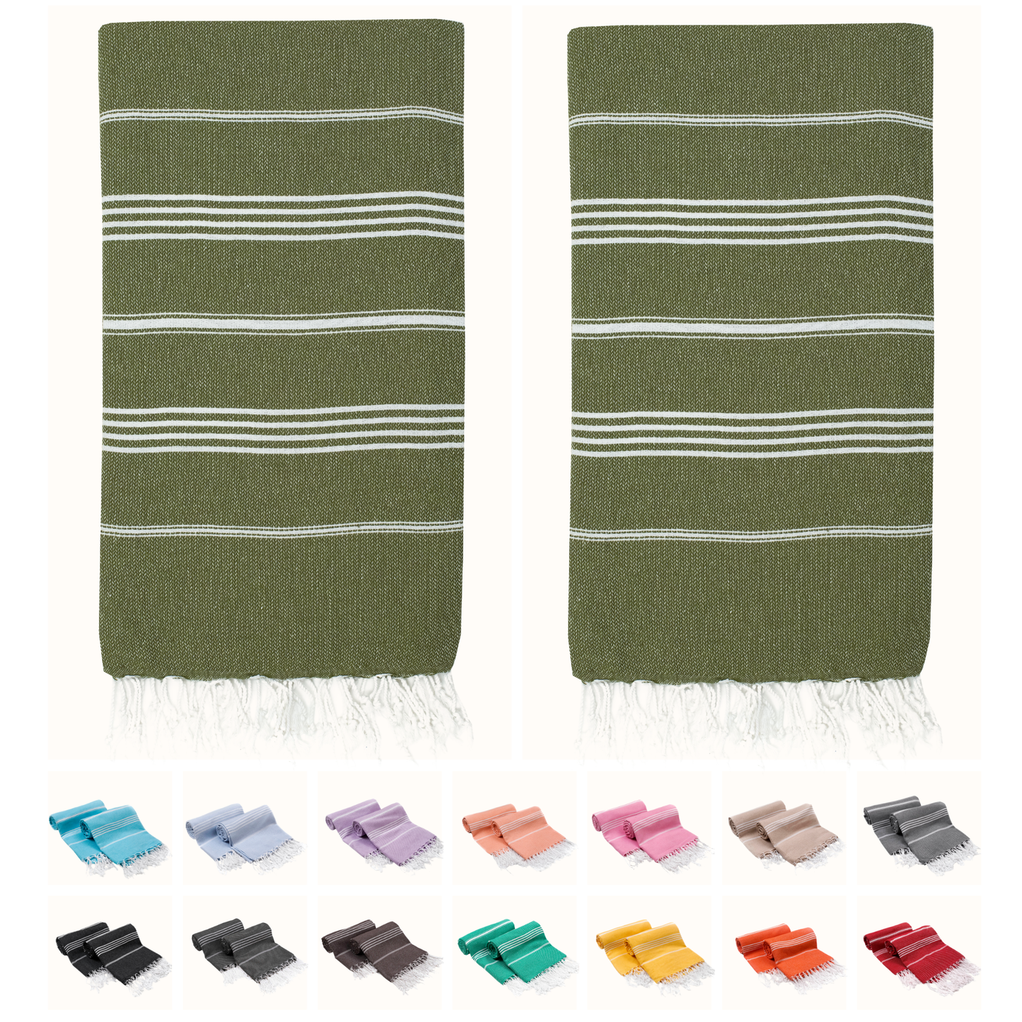 PARK & OZ Pack of 2 - Turkish Beach Towels  – Oversized 100% Cotton Quick-Dry & Sand-Free Towels 72"x40"
