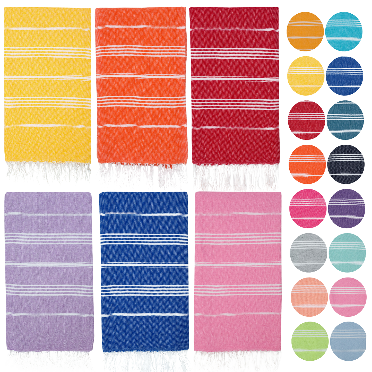 PARK & OZ Pack of 6 - Turkish Beach Towels – Oversized 100% Cotton Quick-Dry & Sand-Free Towels 72"x40"