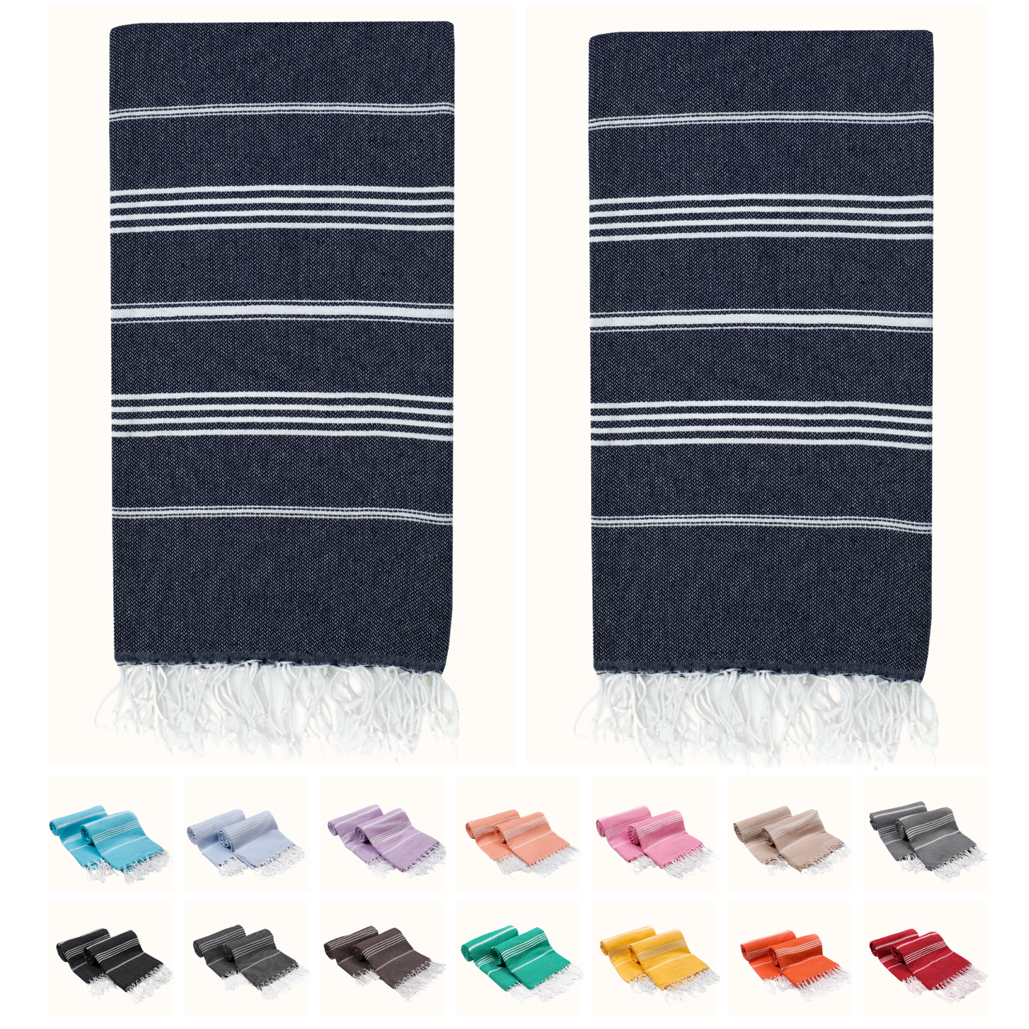 PARK & OZ Pack of 2 - Turkish Beach Towels  – Oversized 100% Cotton Quick-Dry & Sand-Free Towels 72"x40"