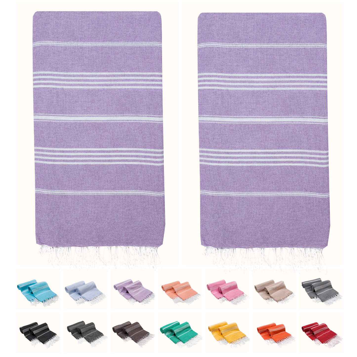 PARK & OZ Pack of 2 - Turkish Beach Towels  – Oversized 100% Cotton Quick-Dry & Sand-Free Towels 72"x40"