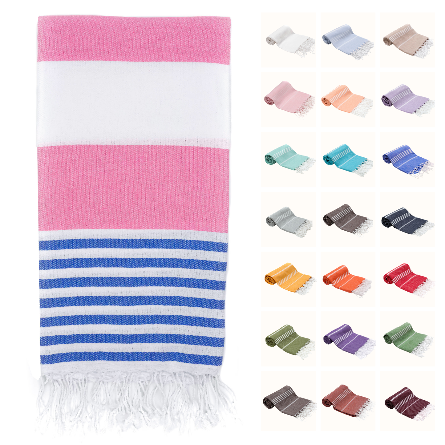 PARK & OZ Turkish Beach Towel – Oversized 100% Cotton Quick-Dry & Sand-Free Blanket 72"x40"