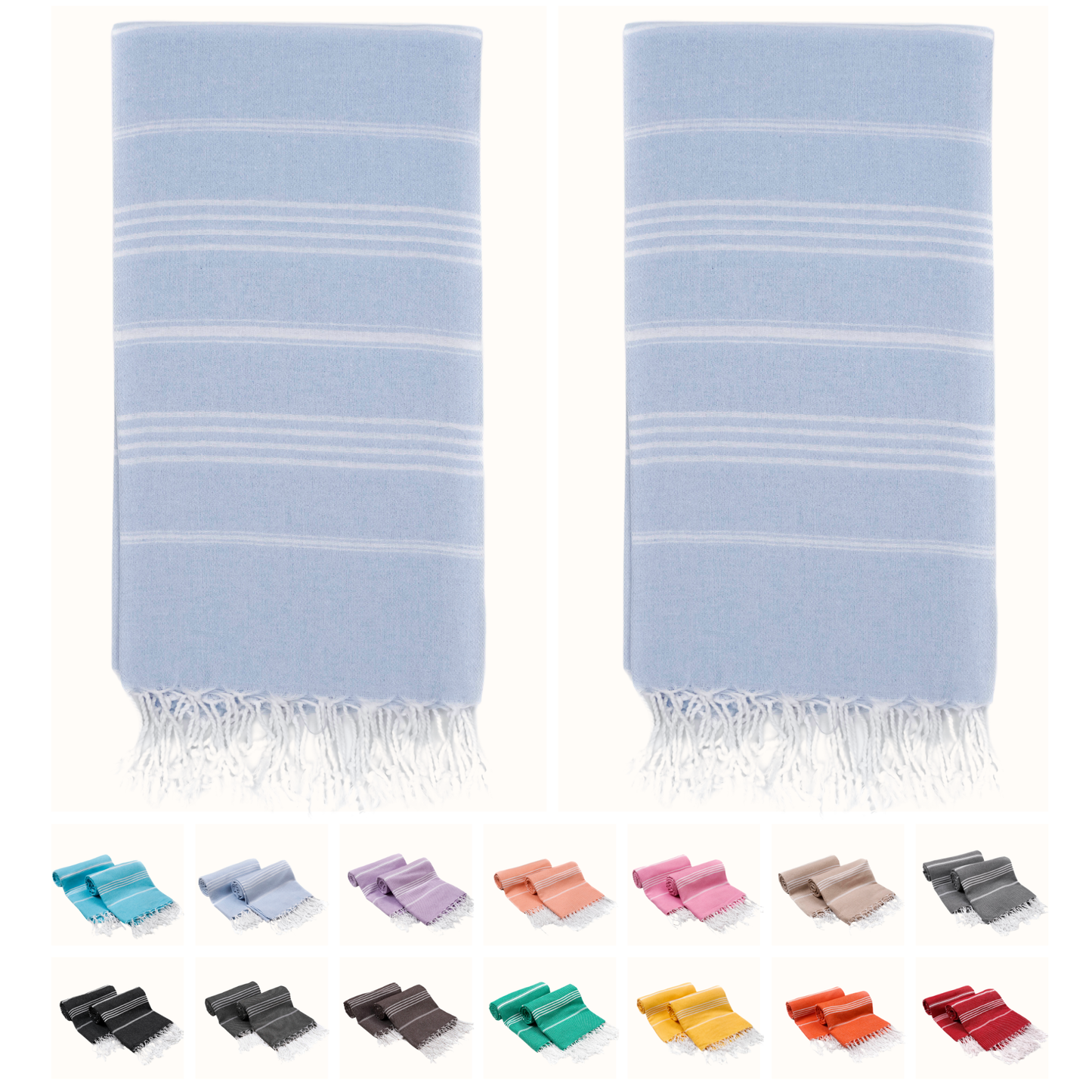 PARK & OZ Pack of 2 - Turkish Beach Towels  – Oversized 100% Cotton Quick-Dry & Sand-Free Towels 72"x40"