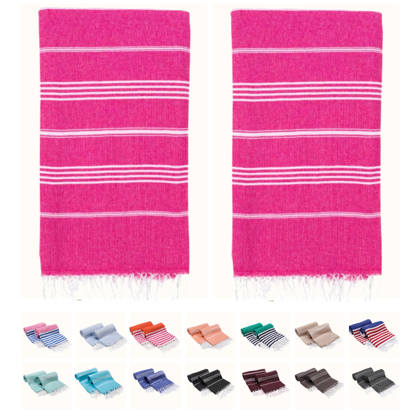 PARK & OZ Pack of 2 - Turkish Beach Towels  – Oversized 100% Cotton Quick-Dry & Sand-Free Towels 72"x40"