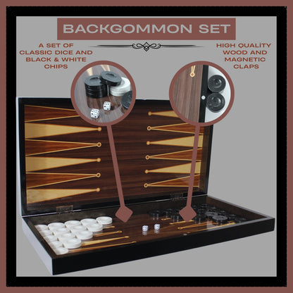 Turkish Backgammon Board Game Set Classic Style