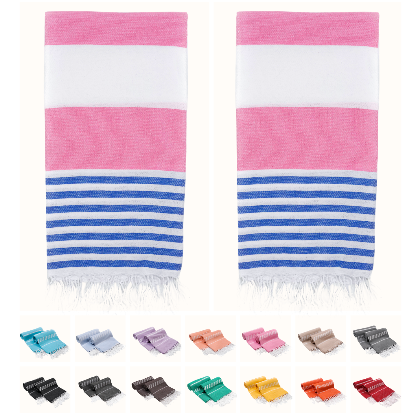 PARK & OZ Pack of 2 - Turkish Beach Towels  – Oversized 100% Cotton Quick-Dry & Sand-Free Towels 72"x40"