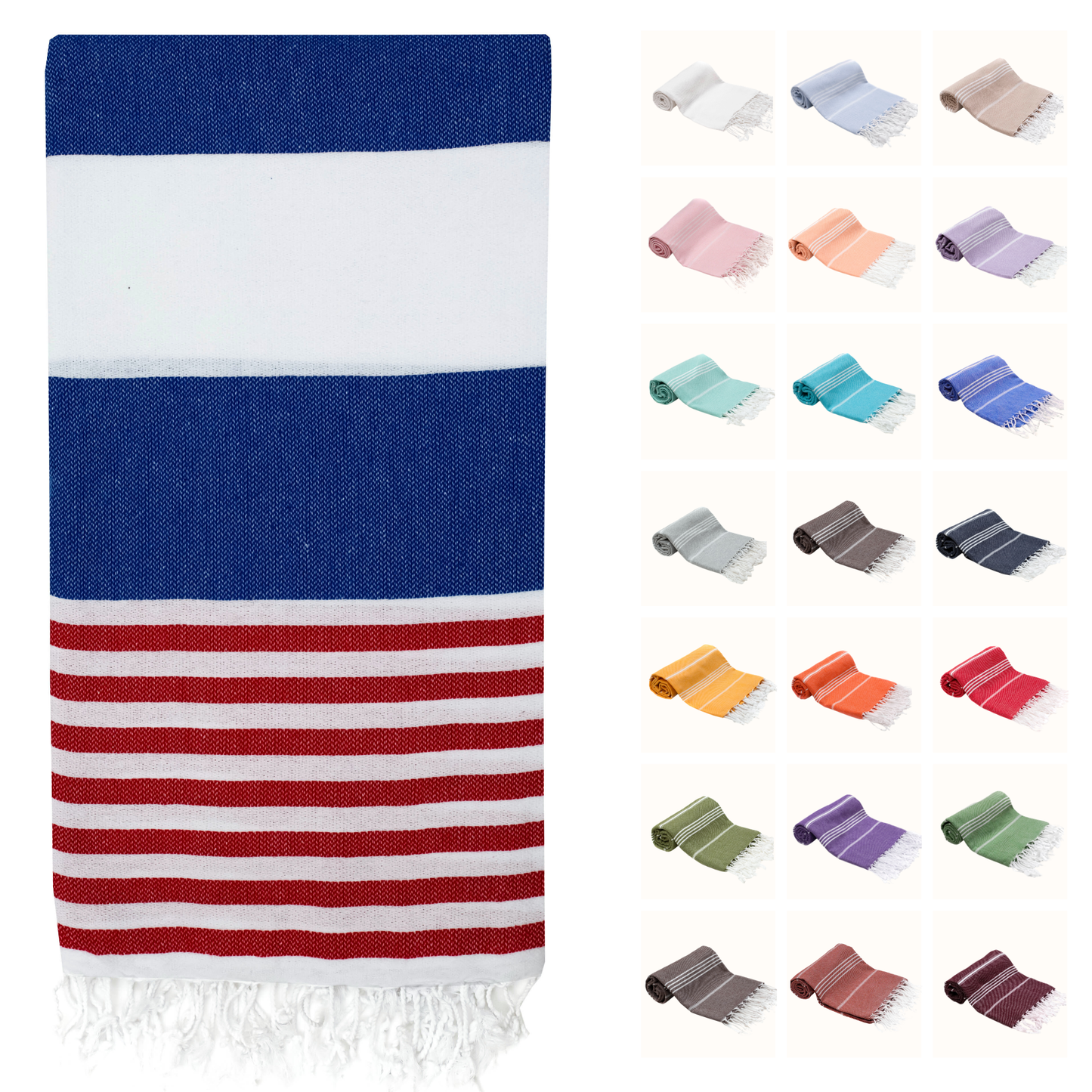 PARK & OZ Turkish Beach Towel – Oversized 100% Cotton Quick-Dry & Sand-Free Blanket 72"x40"