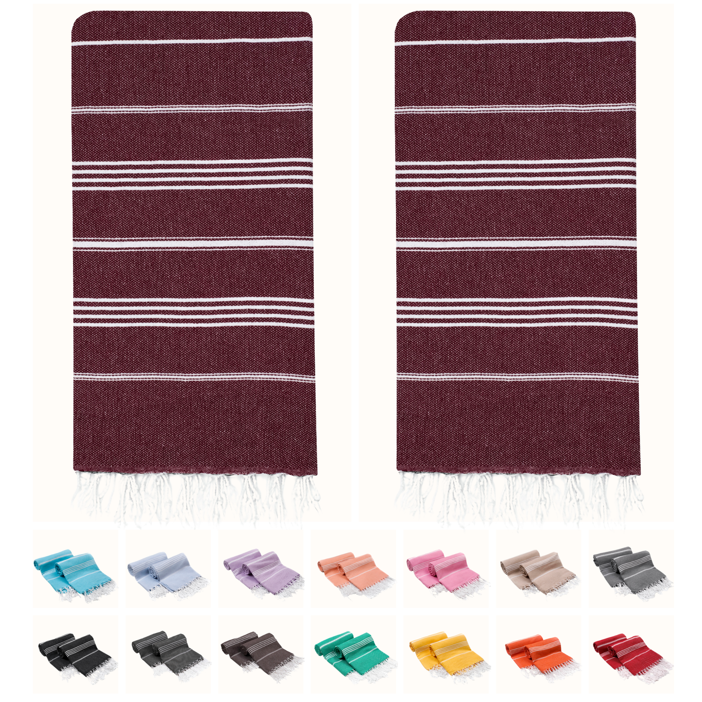 PARK & OZ Pack of 2 - Turkish Beach Towels  – Oversized 100% Cotton Quick-Dry & Sand-Free Towels 72"x40"