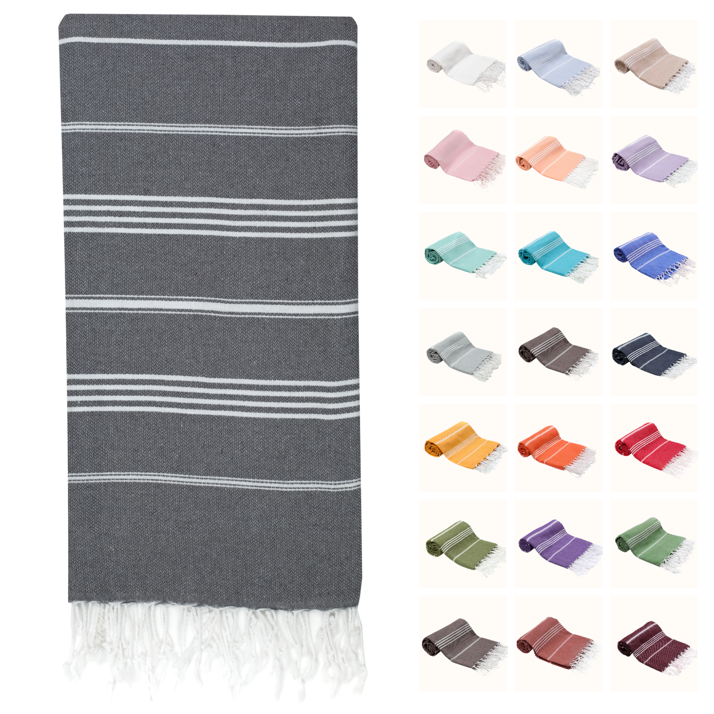 PARK & OZ Turkish Beach Towel – Oversized 100% Cotton Quick-Dry & Sand-Free Blanket 72"x40"