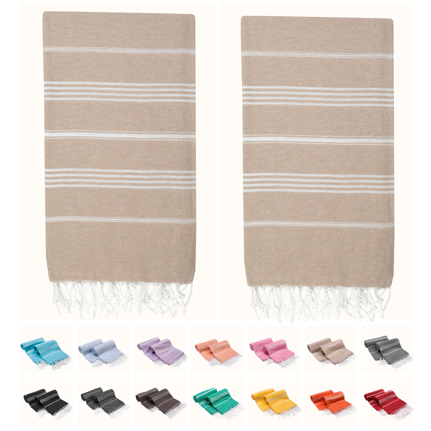 PARK & OZ Pack of 2 - Turkish Beach Towels  – Oversized 100% Cotton Quick-Dry & Sand-Free Towels 72"x40"