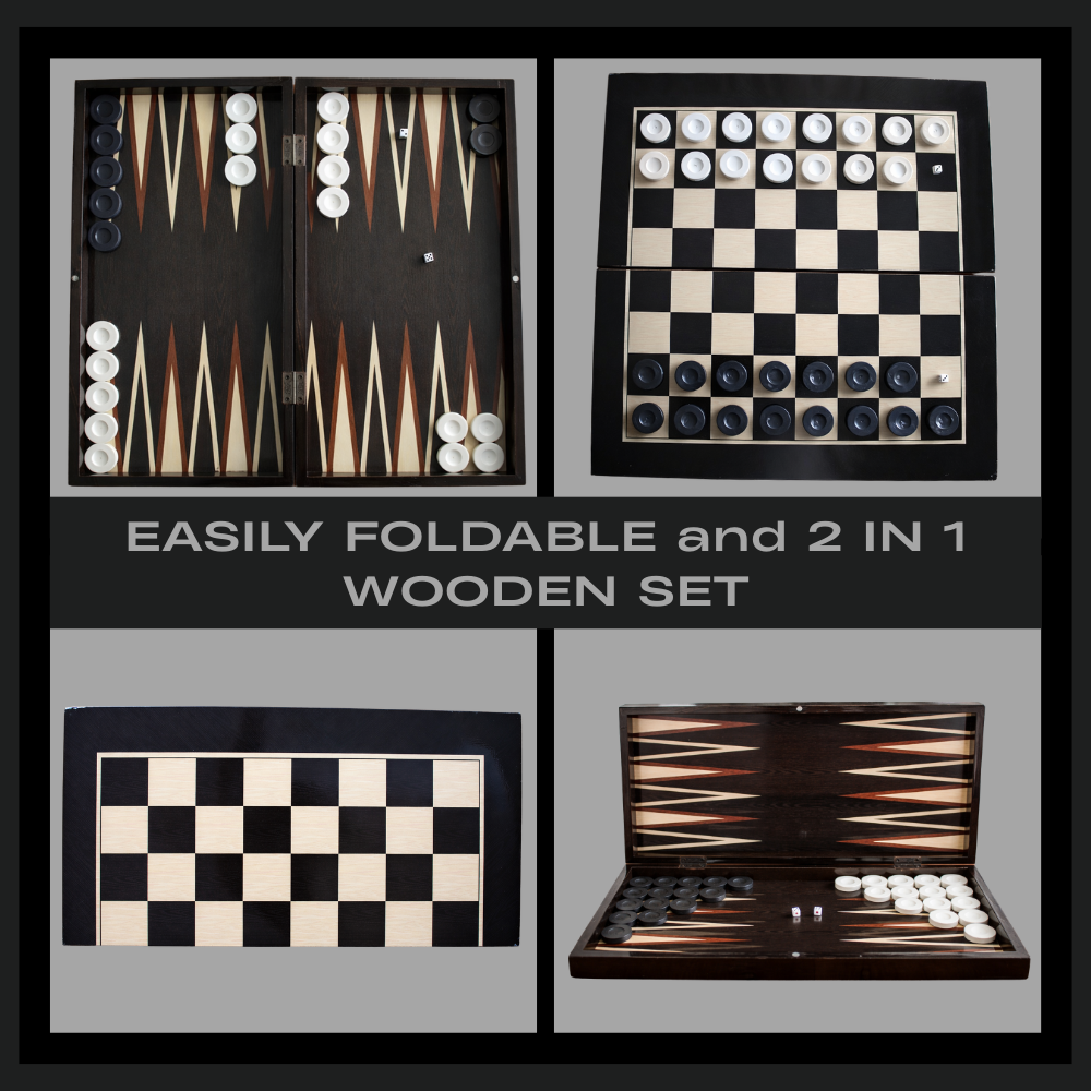 PARK & OZ Premium Turkish Backgammon and Checkers Set 19 Inch Handmade  (DARK WENGE))