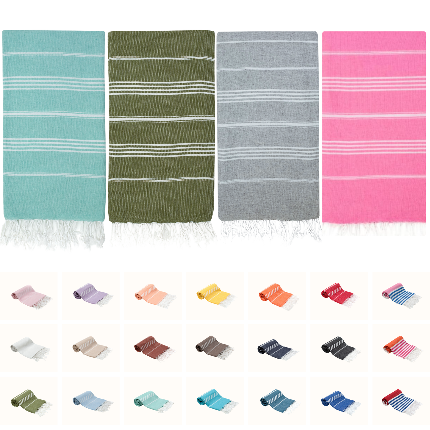 PARK & OZ Pack of 4 - Turkish Beach Towels – Oversized 100% Cotton Quick-Dry & Sand-Free Blanket 72" x 40"