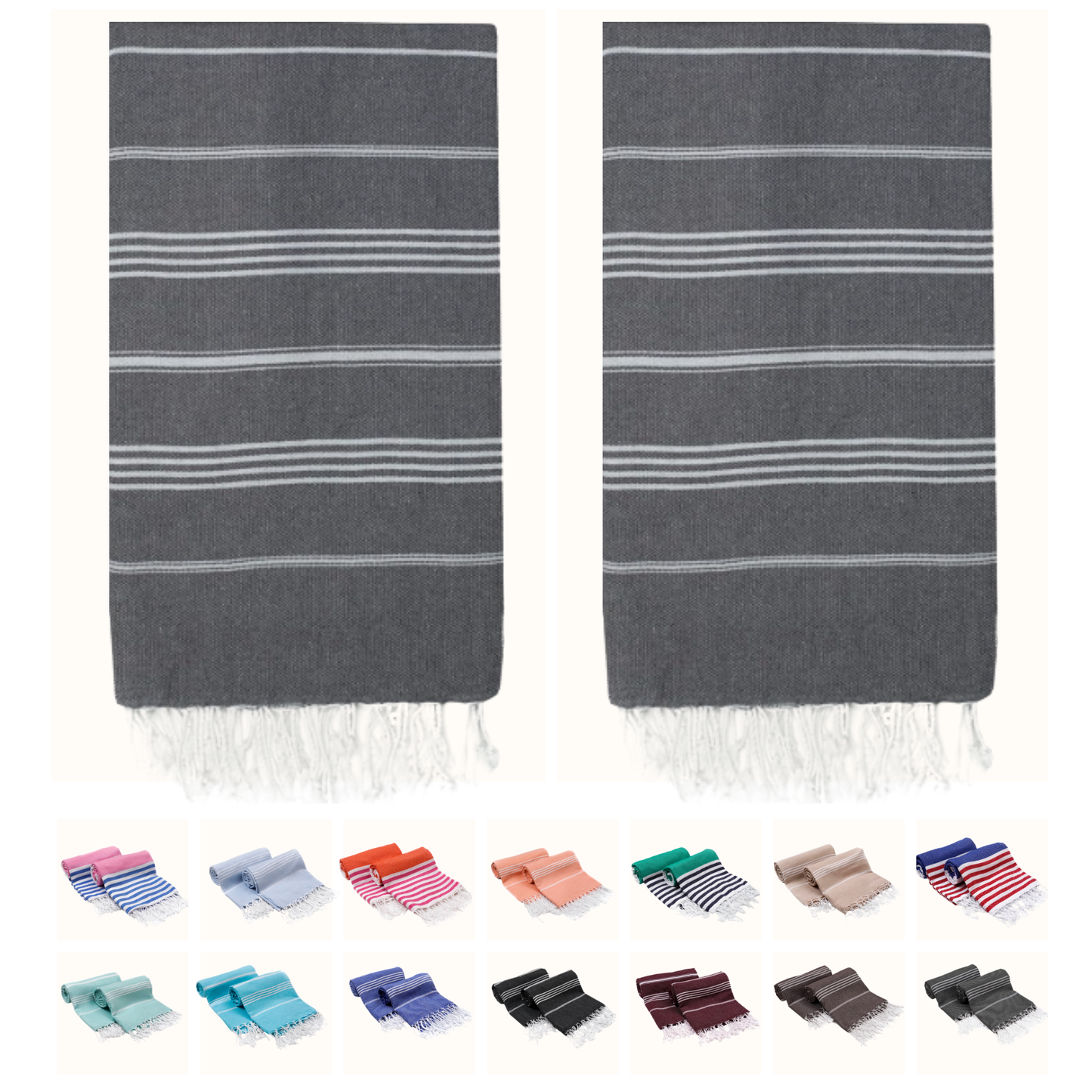 PARK & OZ Pack of 2 - Turkish Beach Towels  – Oversized 100% Cotton Quick-Dry & Sand-Free Towels 72"x40"