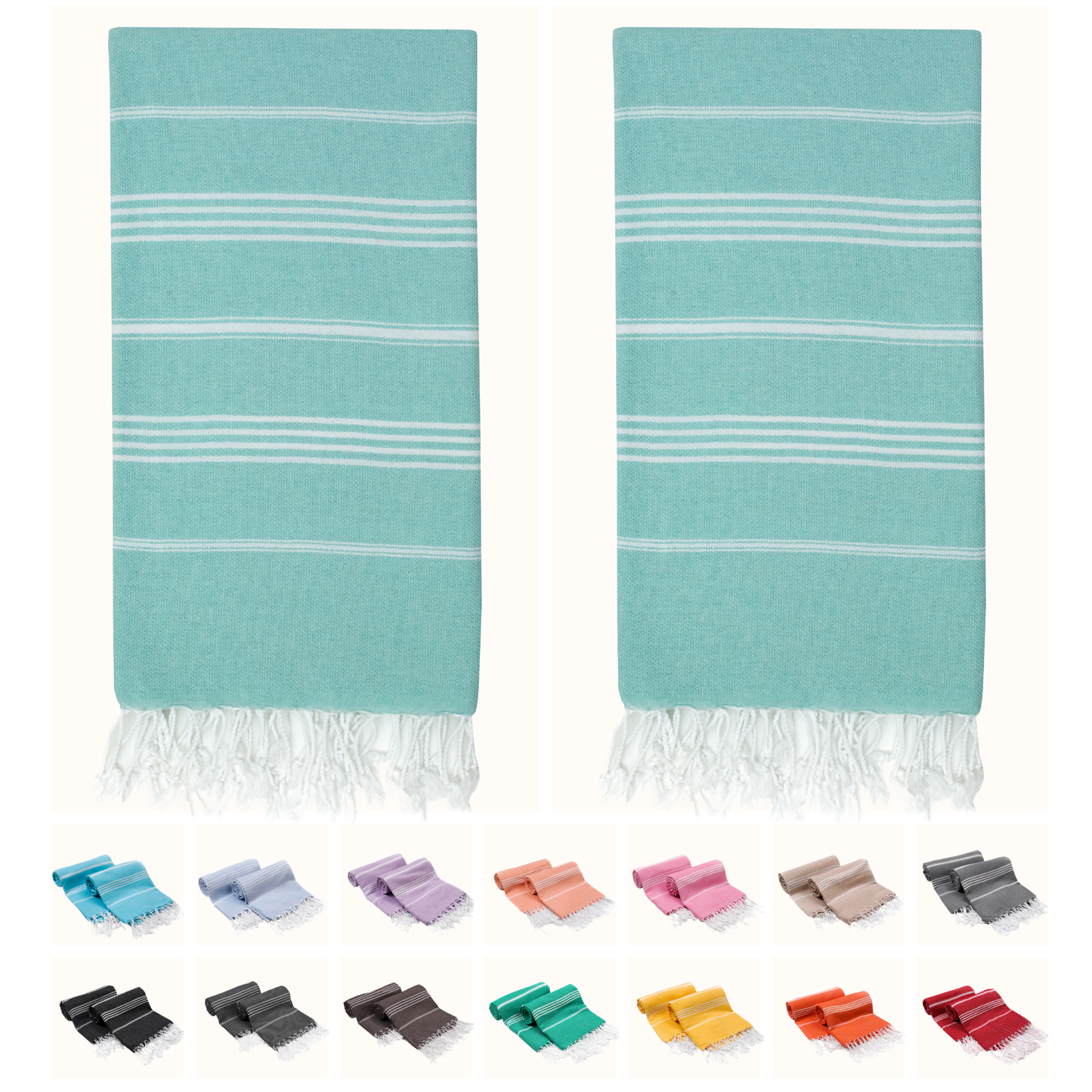 PARK & OZ Pack of 2 - Turkish Beach Towels  – Oversized 100% Cotton Quick-Dry & Sand-Free Towels 72"x40"