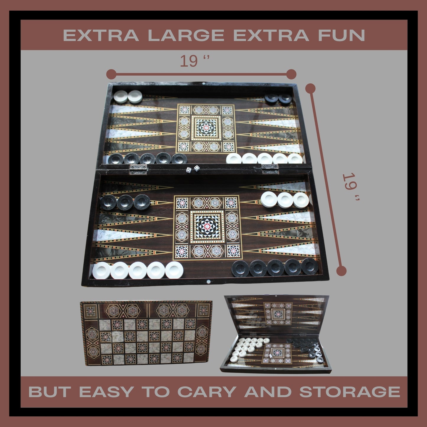 Turkish Backgammon Board Game Set Pearl Style