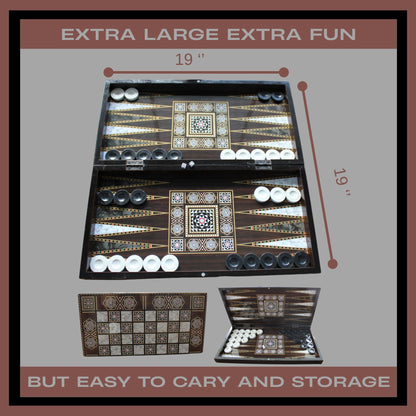 Turkish Backgammon Board Game Set Pearl Style