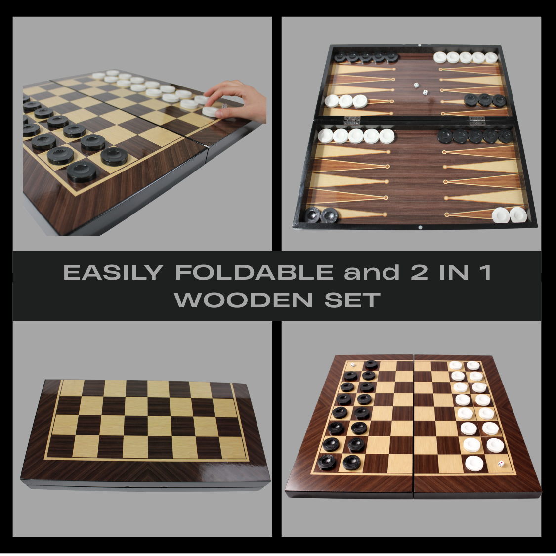 PARK & OZ Premium Turkish Backgammon and Checkers Set 19 Inch Handmade  (WALNUT)