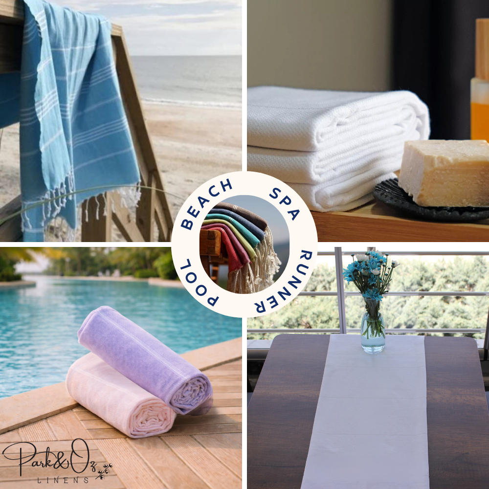 PARK & OZ Pack of 2 - Turkish Beach Towels  – Oversized 100% Cotton Quick-Dry & Sand-Free Towels 72"x40"