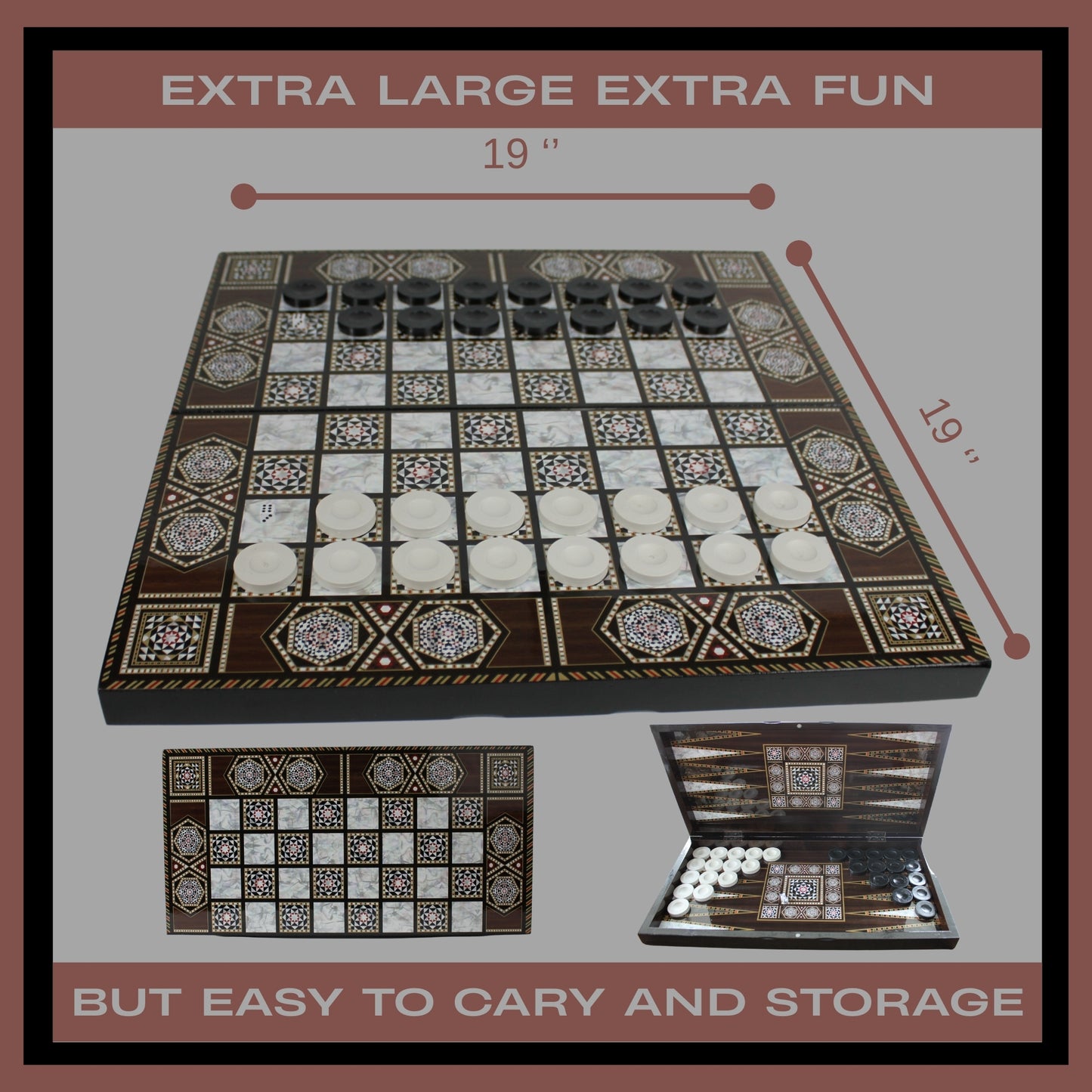 Turkish Backgammon Board Game Set Pearl Style