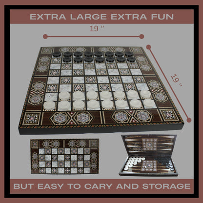 Turkish Backgammon Board Game Set Pearl Style