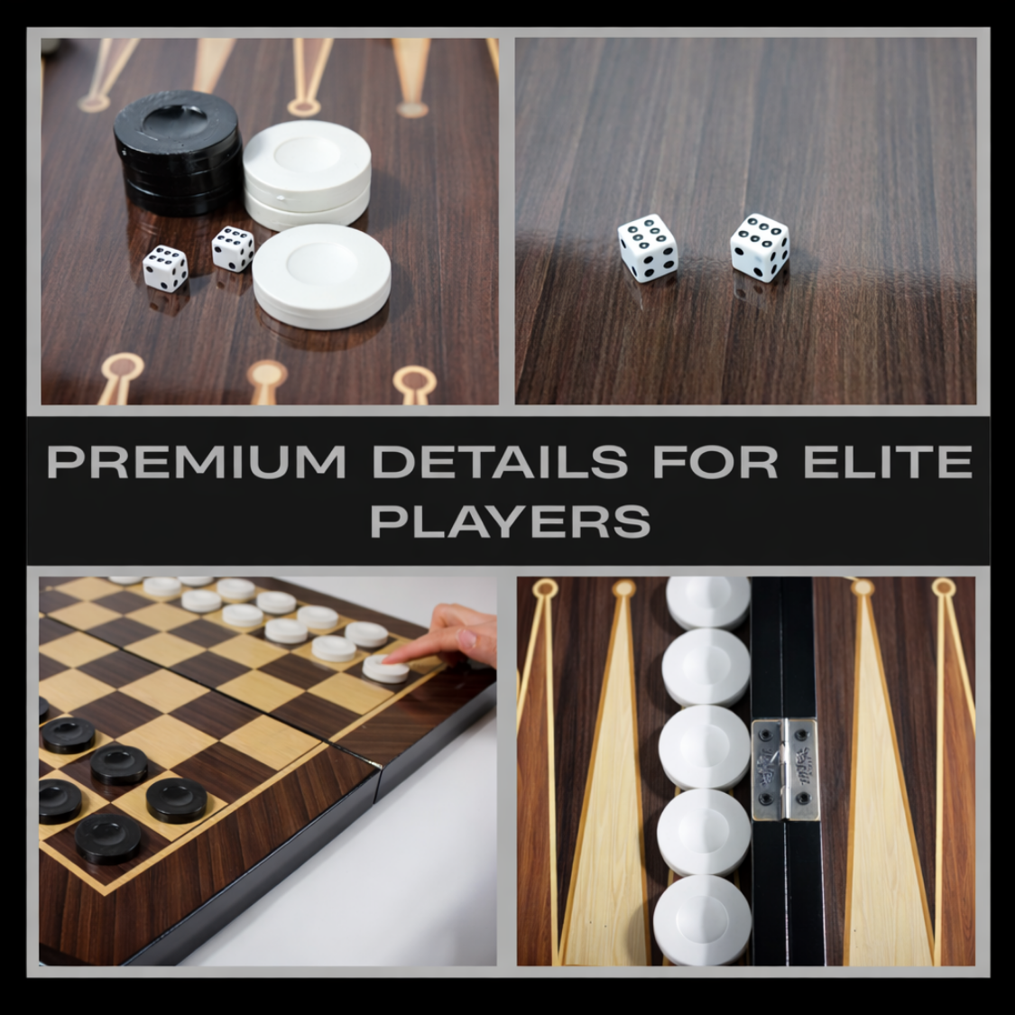 PARK & OZ Premium Turkish Backgammon and Checkers Set 19 Inch Handmade  (WALNUT)