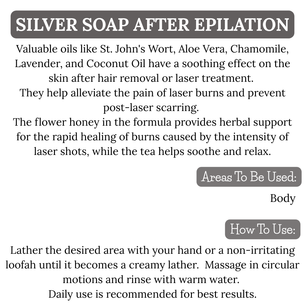 PARK & OZ Pack of 2 Skin Recovery Soap with 104 ppm Silver Water – Premium After-Laser & Epilation Skin Repair Bar – Soothes Irritation & Hydrates – All-Natural Antioxidant & Antibacterial Skincare